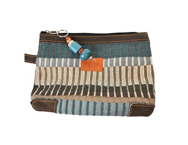 INUA Everyday Impact Pouch with Leather Trim – Teal Horizon Stripe