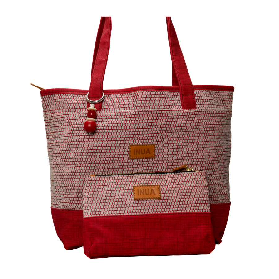 INUA Impact Double Tote with Pouch — Crimson Speckle
