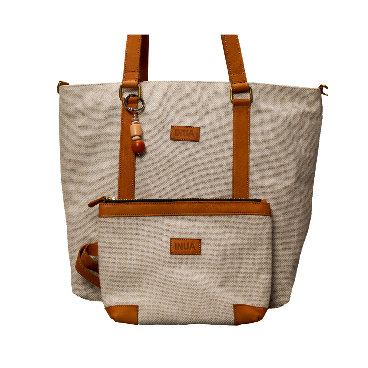 INUA Impact Double Tote with Pouch - Ivory Linen