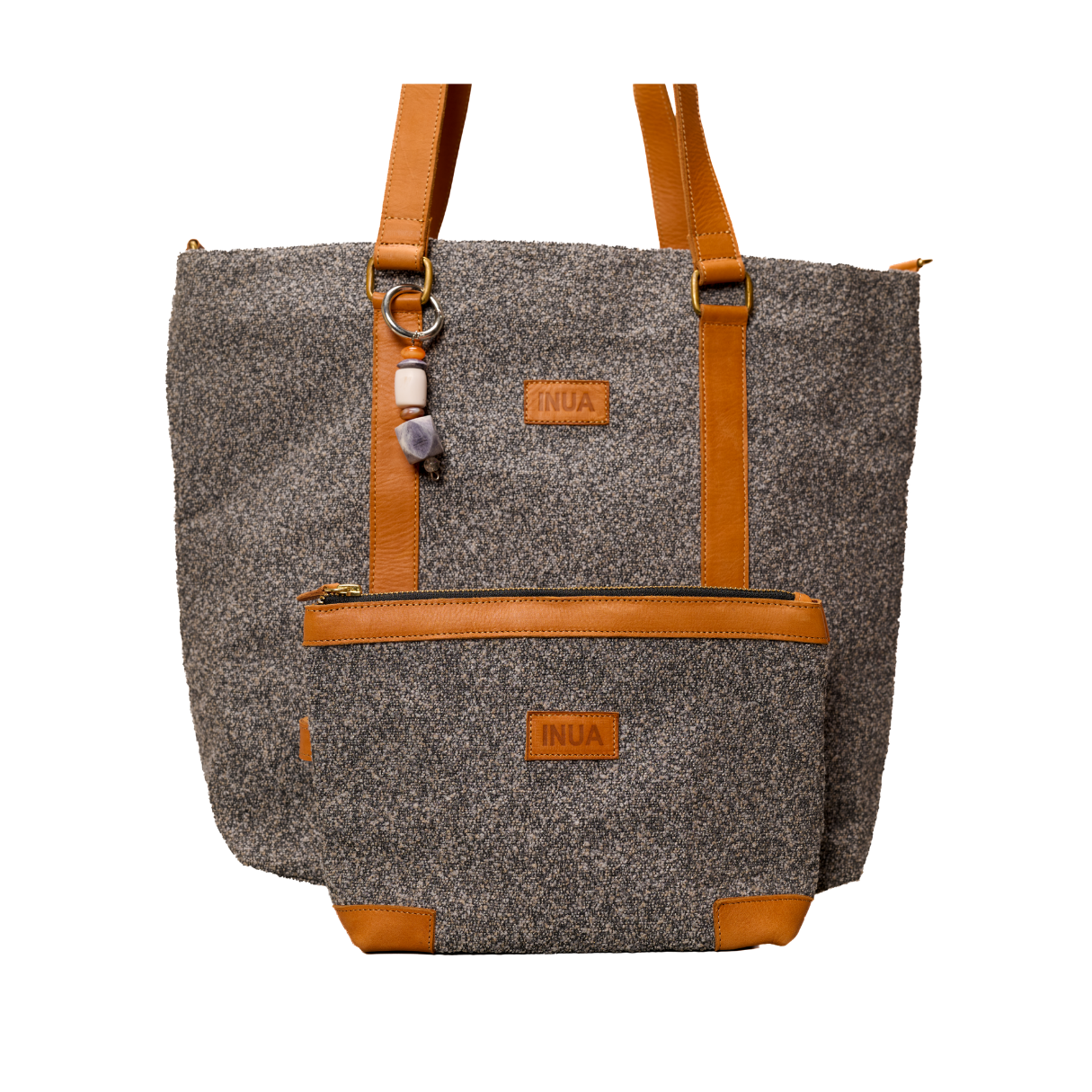 INUA Impact Double Tote with Pouch - Charcoal Fleck