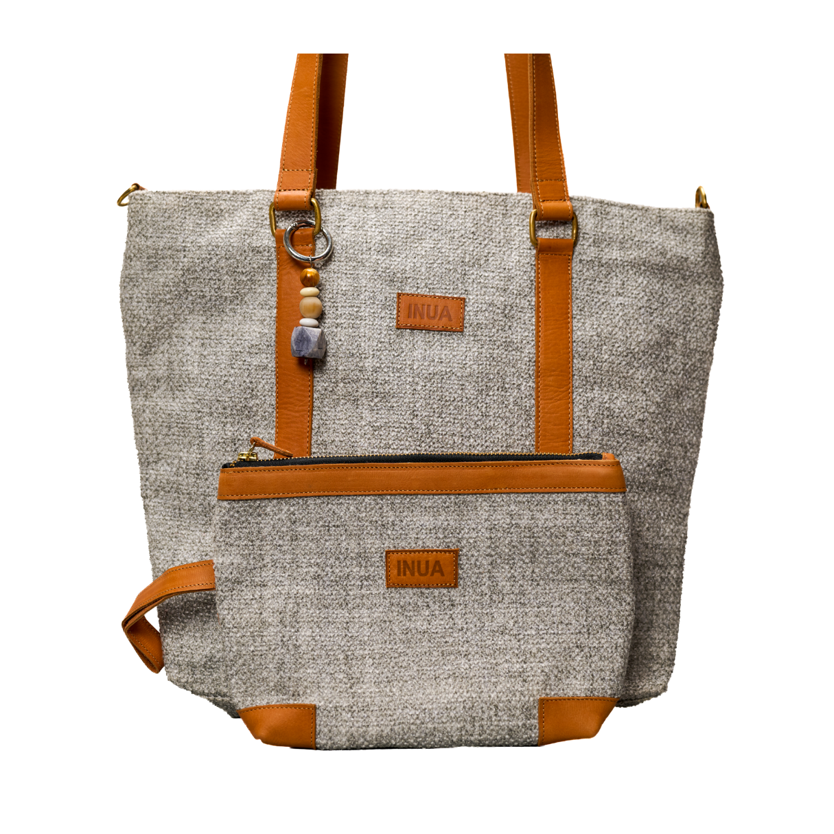 INUA Impact Double Tote with Pouch - Pebble Tweed