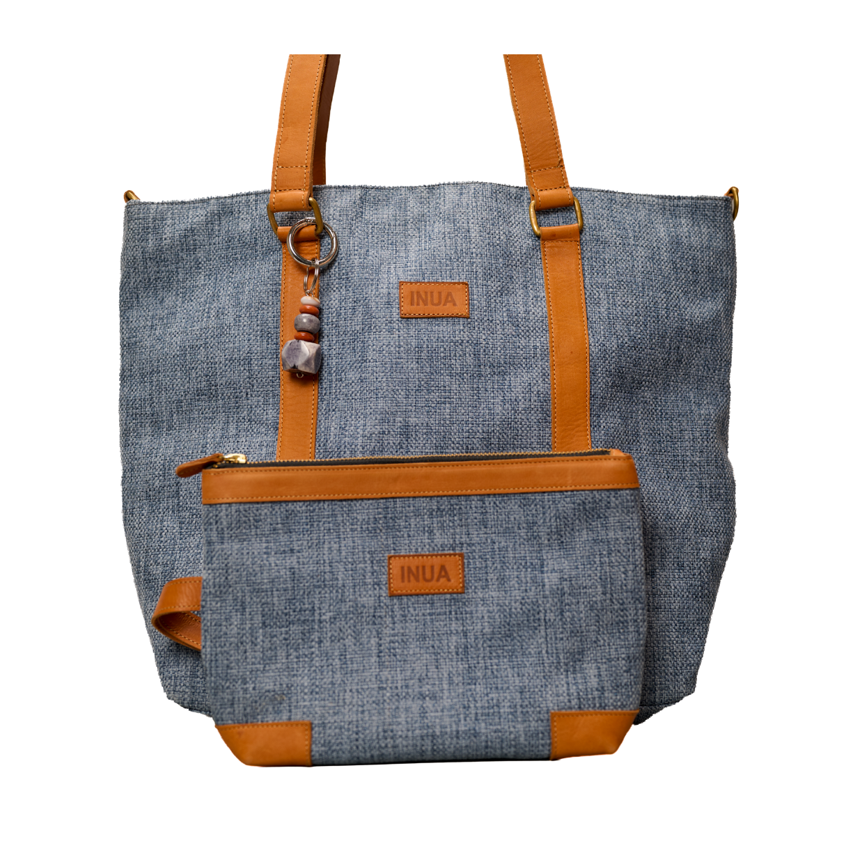 INUA Impact Double Tote with Pouch - Heather Chambray