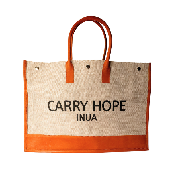 INUA Everyday Impact Tote – Natural Tan Weave with Leather Straps