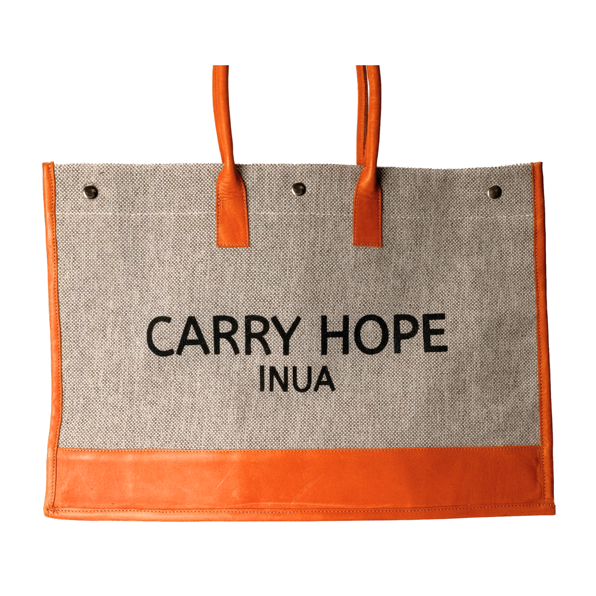 INUA Everyday Impact Tote – Grey Herringbone with Leather Straps