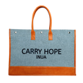 INUA Everyday Impact Tote – Steel Blue Heather with Leather Straps