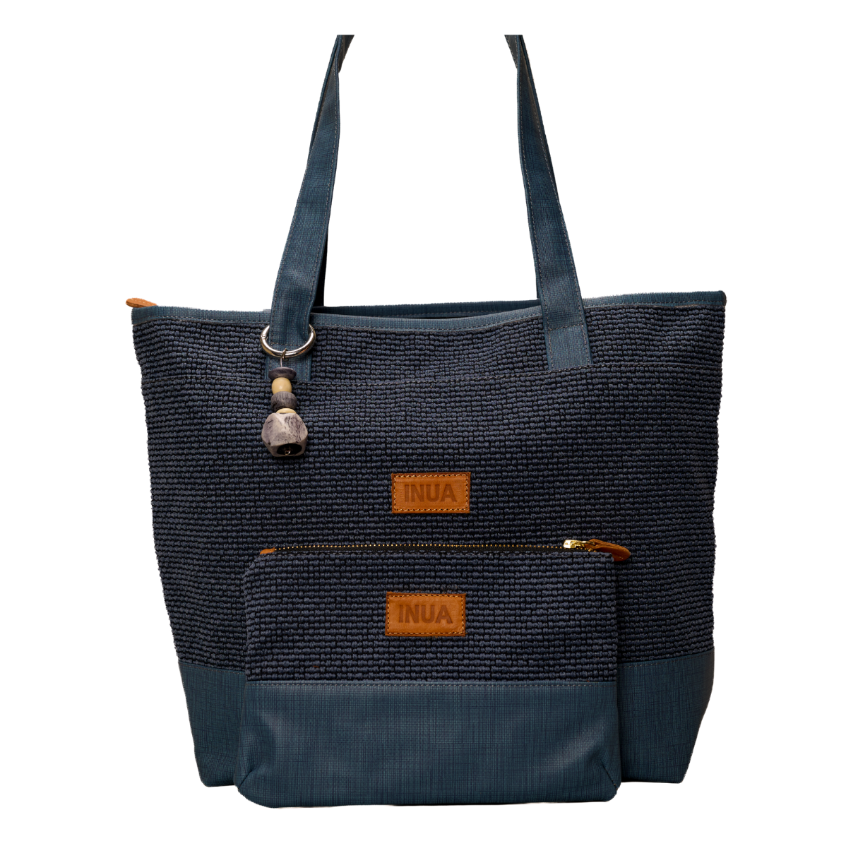 INUA Impact Double Tote with Pouch - Navy Ripple Weave